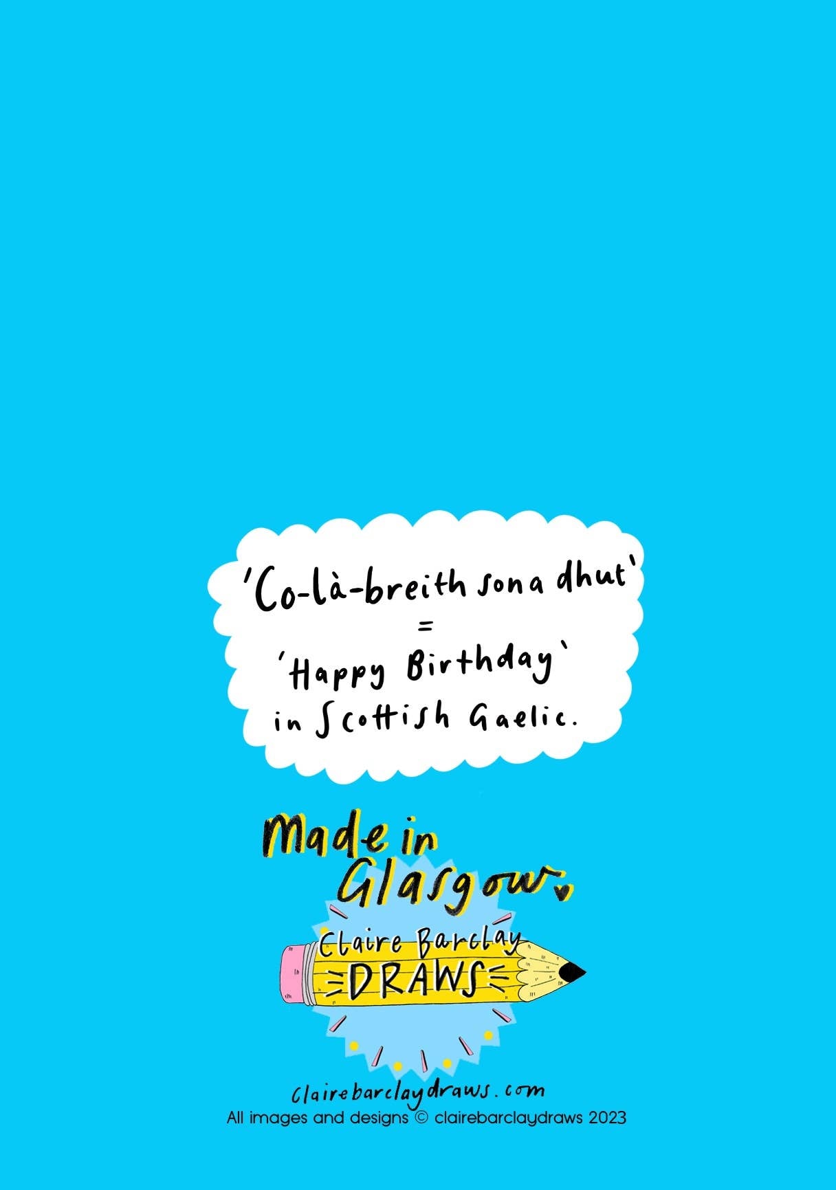 Scottish Gaelic Happy Birthday Card Co-la-breith sona dhut!