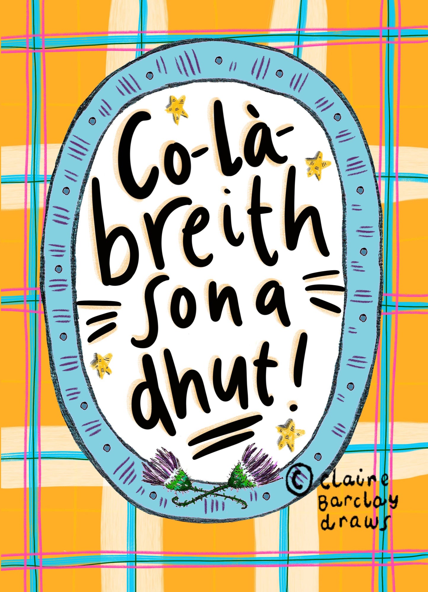 Scottish Gaelic Happy Birthday Card Co-la-breith sona dhut!