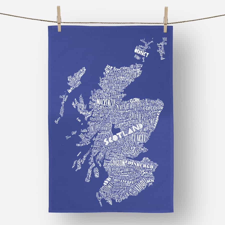 Scotland Map Tea Towel