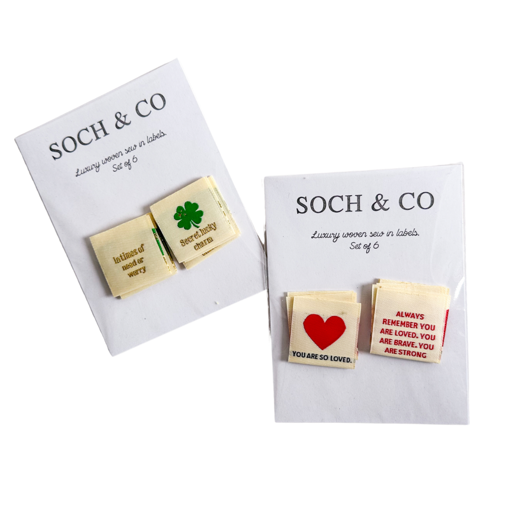 Lucky clover sew in tags