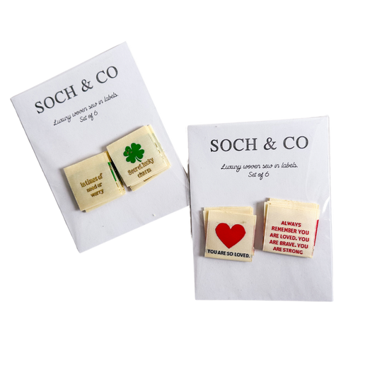 Lucky clover sew in tags