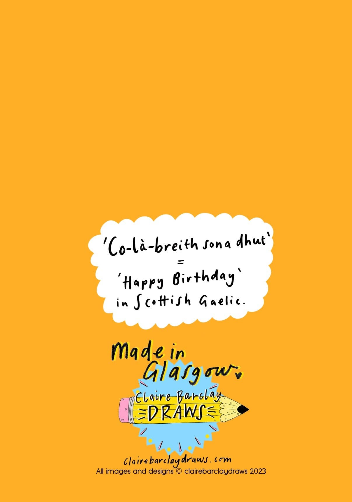 Scottish Gaelic Happy Birthday Card Co-la-breith sona dhut! 