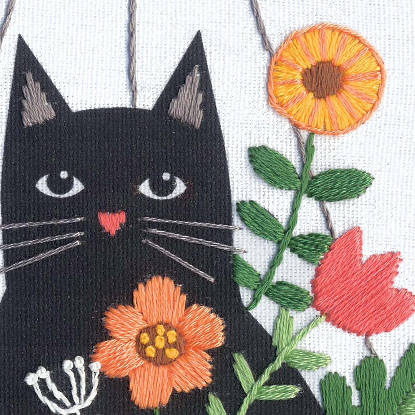 Dimensions Embroidery Kit CAT Floral Basket 15.2cm