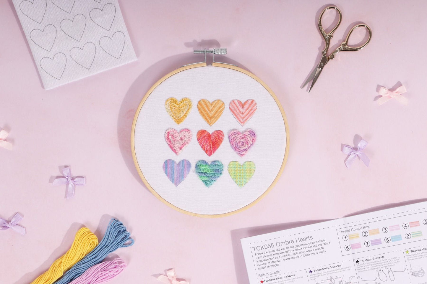 Trimits Ombre Hearts Embroidery Hoop Kit